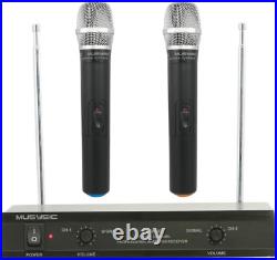 Professional 2 Channels Dual VHF Handheld Wireless Microphone System Karaoke PA