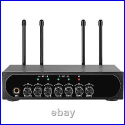 Professional 4 Channel UHF Wireless Four Microphone Cordless Handheld Mic System