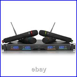 Professional UHF Quad Wireless Microphone System, Mic Set With Four Handheld