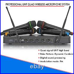 Professional UHF Quad Wireless Microphone System, Mic Set With Four Handheld