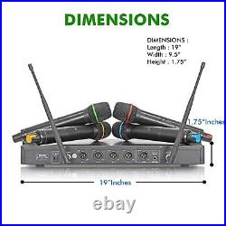 Professional UHF Quad Wireless Microphone System, Mic Set With Four Handheld