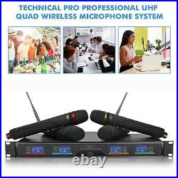 Professional UHF Quad Wireless Microphone System, Mic Set With Four Handheld