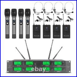 Professional Wireless Microphone System 8 Channel UHF 4 Handheld 4 Headset US