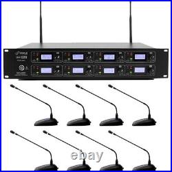 Pyle Pro PDWM8880 Wireless UHF Microphone Conference System with 8 Gooseneck Mic