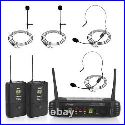 Pyle UHF Wireless Microphone System With 2 Lavalier 2 Headset Microphones