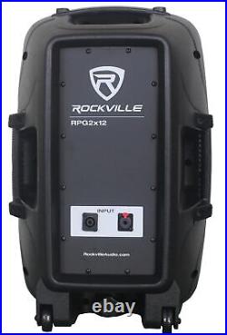 Rockville RPG2X12 Package PA System Mixer/Amp+12 Speakers+Stands+Mics+Bluetooth