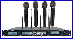 Rockville RWM-4US Quad Wireless UHF 4 Microphone System withAdjustable Frequency