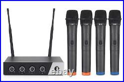 S400 Wireless Microphone System 4-Channel UHF Cordless Mic Set with Four Handhe