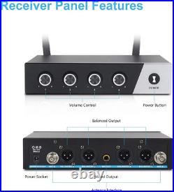 S400 Wireless Microphone System, 4-Channel UHF Cordless Mic Set with Four Handhe