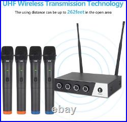 S400 Wireless Microphone System, 4-Channel UHF Cordless Mic Set with Four Handhe