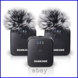 SONICAKE 2.4GHz Wireless Lavalier Microphone System 1RX+2TX for iPhone/Android