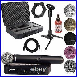 Shure BLX24/SM58 Handheld Wireless Microphone System + Cable + Mic Stand H9