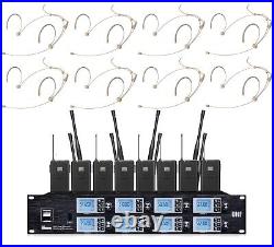 Theatre Wireless Mic System 8 x 100 Channels UHF Professional Headset Microphone