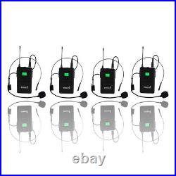 UHF Audio Wireless Microphone System 4 Channel Lavaliers Bodypacks Headsets Mic