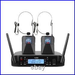 UHF Dual Chanel Wireless Headset Microphone Mic System for Stage Singer Home KTV