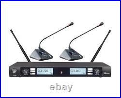 UHF Dual Wireless Conference Room Microphone System 2 Gooseneck Microphone Black