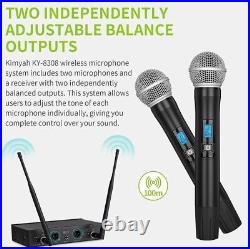UHF Dual Wireless Handheld Microphone System 328ft Range Dual Balanced Outputs