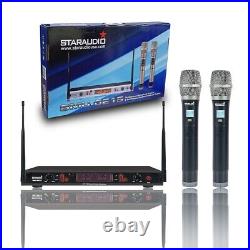 UHF Handheld Wireless Microphone System Dual Channel Karaoke Audio Mic Stage Mic