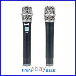 UHF Handheld Wireless Microphone System Dual Channel Karaoke Audio Mic Stage Mic