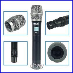 UHF Handheld Wireless Microphone System Dual Channel Karaoke Audio Mic Stage Mic