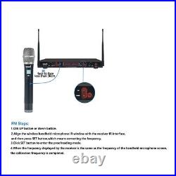 UHF Handheld Wireless Microphone System Dual Channel Karaoke Audio Mic Stage Mic