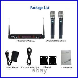 UHF Handheld Wireless Microphone System Dual Channel Karaoke Audio Mic Stage Mic