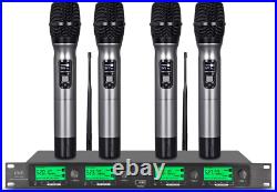 UHF Wireless Microphone System 4 Channel Microphones 4 Handheld Karaoke DJ Mic K