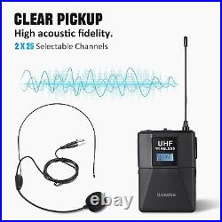 UHF Wireless Microphone System 4 Channel with 4 Bodypack 4 Headset Mics Karaoke