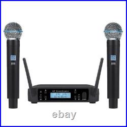UHF Wireless Microphone System Dual Handheld 2 Cordless Mics, for Shure