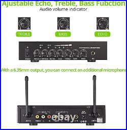 UHF Wireless Microphone System, Wireless Microphone with Treble Echo Bass &Bluet