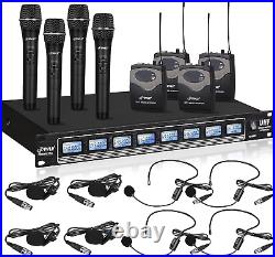 Usa 8 Ch UHF Wireless Microphone System & Rack Mountable Base 4 Handheld MICS 4