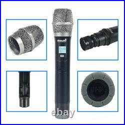Wireless KTV Microphone System Pro Audio UHF 2Channel Handheld Metal Dynamic Mic