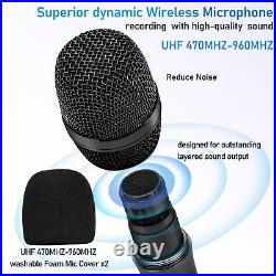 Wireless Microphone Karaoke System Rechargeable Bluetooth Receiver 200 FT Range