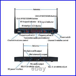 Wireless Microphone System 2 Channel UHF Handheld Microphone KTV Audio Club Mic