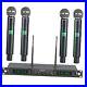 Wireless Microphone System, 4-Channel UHF Wireless Mic, Fixed Frequency Metal