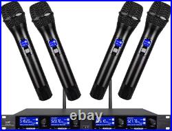Wireless Microphone System 4 Channels Mics 4 Handheld UHF Pro Dynamic Mic Whole
