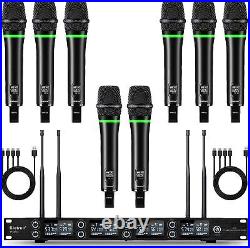 Wireless Microphone System, 8-Channel Rechargeable Mics Wireless, Uhf 295Ft Rang
