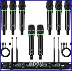 Wireless Microphone System, 8-Channel Rechargeable Mics Wireless, Uhf 295Ft Rang