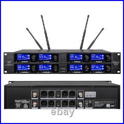 Wireless Microphone System 8 Channel UHF Pro Audio 4 Handheld 4 Headset Lavalier