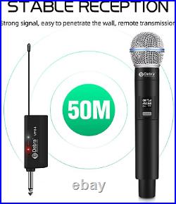 Wireless Microphone System Audio Dual Cordless Dynamic Handheld Mic with Recharg