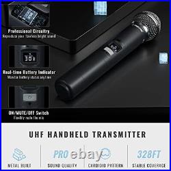 Wireless Microphone System, Dual Mic Set with Handheld/Bodypack/Lapel Mics, 2x