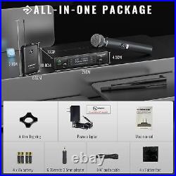 Wireless Microphone System, Dual Wireless Mic Set With Handheld Microphone/Bod