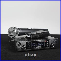 Wireless Microphone System, Dual Wireless Mic Set With Handheld Microphone/Bod