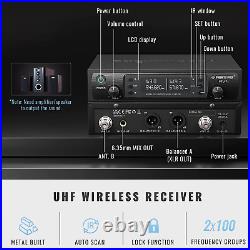 Wireless Microphone System, Dual Wireless Mic Set with Handheld Microphone/Bodyp