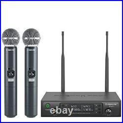 Wireless Microphone System Dual Wireless Mics, with 2 Handheld Dynamic
