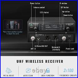 Wireless Microphone System Dual Wireless Mics, with 2 Handheld Dynamic
