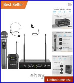 Wireless Microphone System Metal Mic Set with Handheld/Bodypack/Headset/Lap