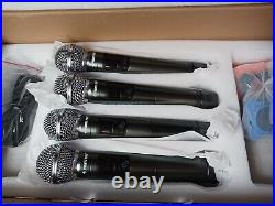 Wireless Microphone System, Metal Wireless Mic Set with 4 Cordless Mics