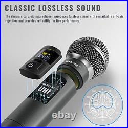 Wireless Microphone System, Metal Wireless Mic Set with Case, Handheld