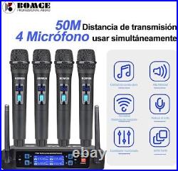 Wireless Microphone System Pro 4-Channel Cordless Mic Set with Four Handheld